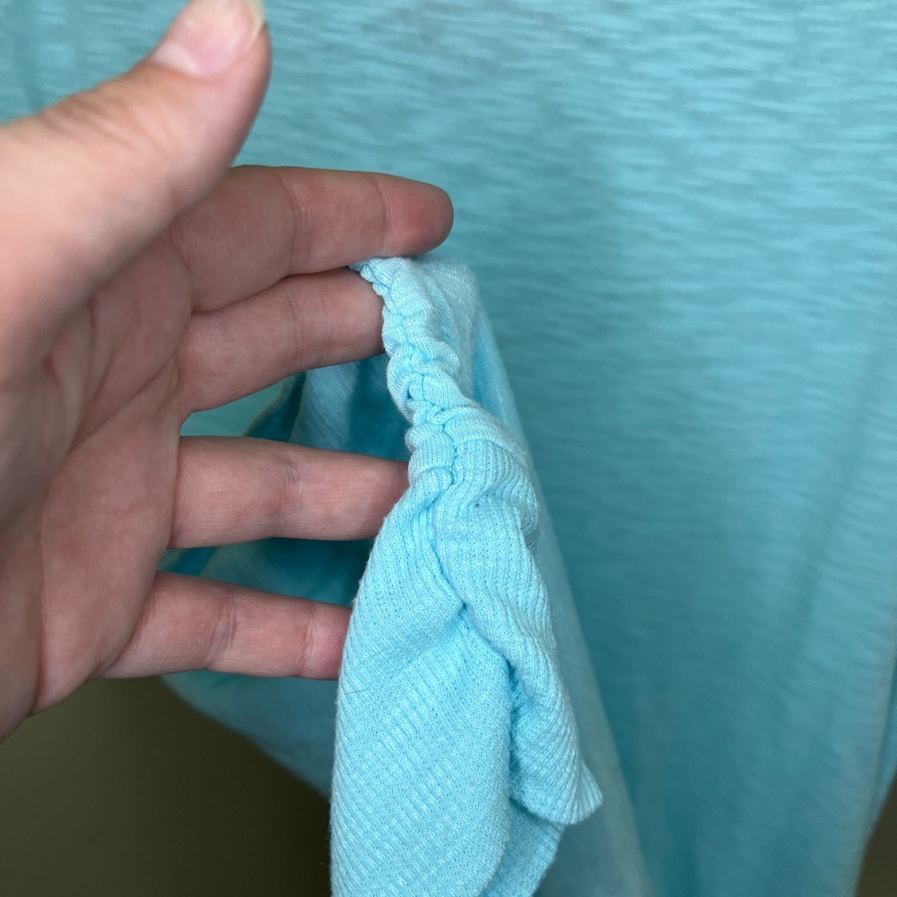 No Boundaries Sky Blue Crochet Accent Blouse - Picture 4 of 4